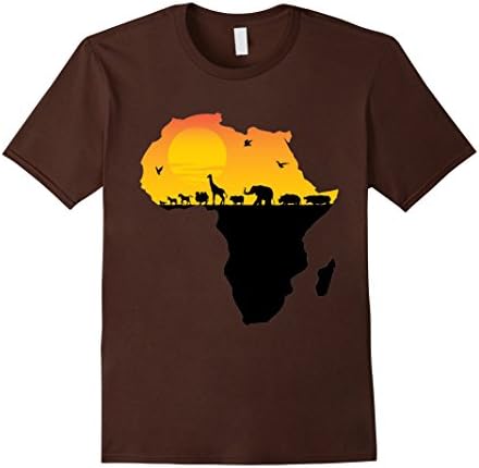Mens Exotic Safari Animals in Sizzling Africa Continent T-Shirt Medium Brown