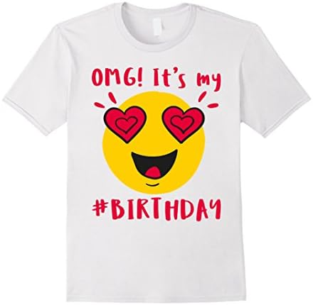 Men's Emoji Birthday Shirt-OMG!It's my Birthday XL White