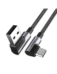 UGREEN - Cable USB C de 90 grados, ángulo recto, USB A a tipo C, cargador rápido compatible con Samsung Galaxy S10, S9, Plus, S8, Note 9, 8, LG G7, V40, V20, V30, G6, G5, Nintendo Switch, 2018, iPad Pro, GoPro Hero 7, 5