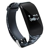 Pard Kids Fitness Tracker, with Heart Rate Monitor, Pedometer, OLED Touch Screen Swimming Bracelet for Android iOS Smartphones, Blue Black Camouflage