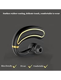 Auriculares Bluetooth 4.1, inalámbricos, Bluetooth 4.1, auriculares de negocios, 300 mAh, auricular superlargo, con micrófono, a prueba de sudor, reducción de ruido, interruptor silencioso para teléfono móvil, Skype, conductor de camión, oficina, deportes