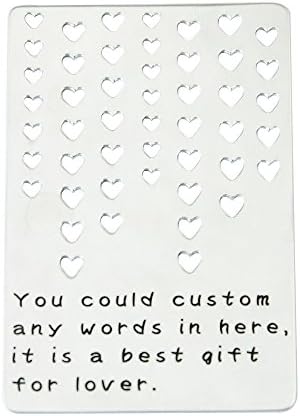 Personalized Wallet Card Insert, Stamped Wallet Card, Hollow Heart Engraved Card, Personalized Card, Valentines Day Gift