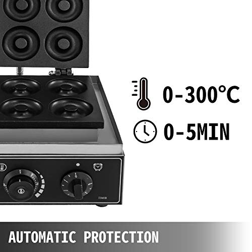 VBENLEM 110V Commercial Waffle Maker Donut Machine with 6 Holes Double-Sided Heating 50-300℃ Electric Doughnut Maker Machine 1550W Non-stick Teflon-Coating for Professional Kitchen or Snack Bar - Thumbnail 4
