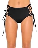iHeartRaves Side Tie High Waisted Lace Up Rave Dance Booty Shorts (Black)