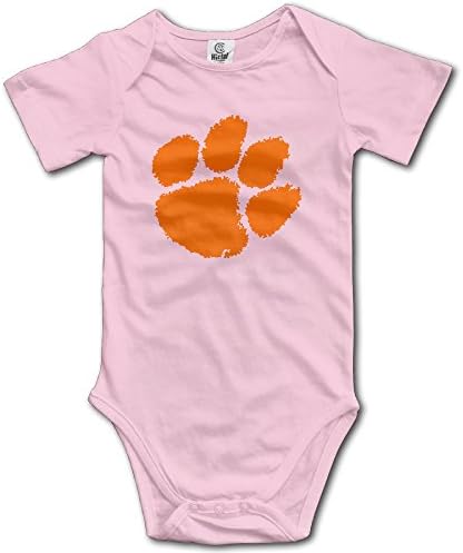Duola Infants Boy's &amp; Girl's Clemson Claw Logo University Short Sleeve Romper Bodysuit Outfits For 6-24 Months Pink 12 Months