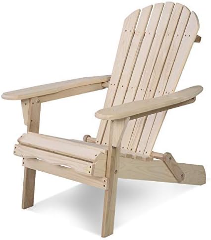 Outdoor Wood Foldable Adirondack Chair Patio Deck Garden Solid Seat Furniture With Natural Color and Elegant Design