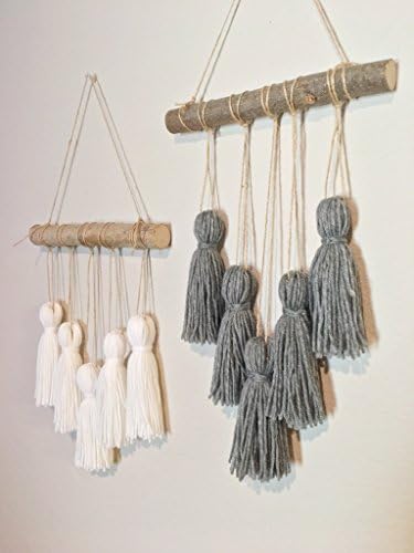 Tassel wall hanging tapestry, white or grey