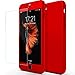 sxxissky iPhone 7 Plus Case, Ultra-Thin Full Body Coverage Hard Hybrid Plastic with [Tempered Glass Screen Protector] Protective Case Cover and Skin for Apple iPhone 7 Plus 5.5Inch-2016(Red)