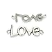 LolliBeads (TM) Vintage Antiqued Silver Tone Adjustable Rope Bracelet Charm Connector Link Sideways Love Letters - 20 Pcs