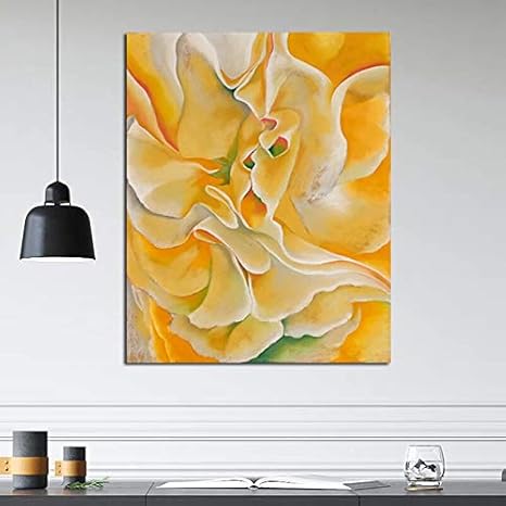 Amazon ジョージアオキーフ黄色い花のキャンバスの絵画プリントリビングルームの家の装飾現代の壁の芸術油絵ポスター写真31x38cm額装なし ウォールステッカー オンライン通販