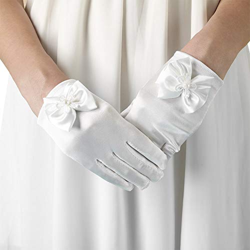 BKpearl Flower Girl Veils, Children's Wedding Veil First Communion Veils and Gloves for Girl(style 1 white)