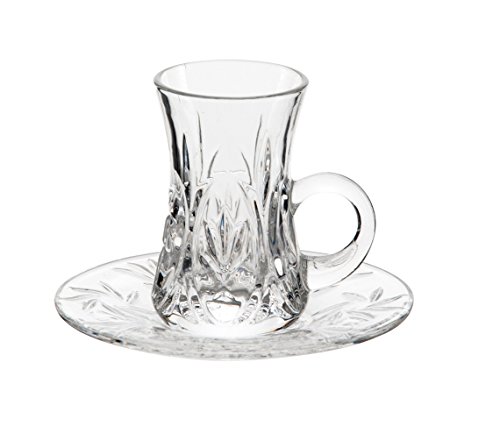 Turkish Tea Cup & Saucer Set With Handles 12 Pieces