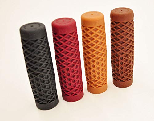 Vans"Waffle" Pattern Rubber Motorcycle Grips - OXBLOOD RED - Sold as a pair for 1" bars - Made In The USA ... - Thumbnail 7