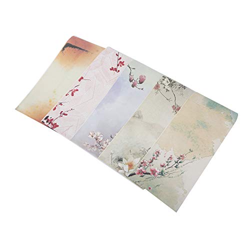 Efivs Arts Envelope Letter Paper Sealing Paste Sticker Set,Adhesive Stationery General，Ink Painting Design Assorted（20Envelopes+64 Writing paper+24Sealing Paste ） - Thumbnail 3
