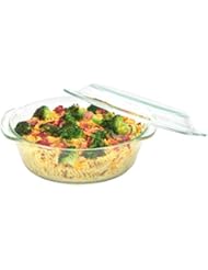 Moss & Stone 3 Glass Casserole Dish With Lid Made by Borosilicate Glass material 4.5mm to 5mm thick Set of 3 Deep Dish Heat/Cold Microwave Oven Freezer & Dishwasher Safe Reusable Clear Turquoise Glass