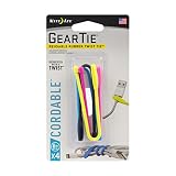 Nite Ize Gear Tie Cordable, The Orginal Reusable Rubber Twist Tie with Stretch-Loop for Cord Management + Storage, 6-Inch, Assorted Colors, 4 Pack, Made in The USA