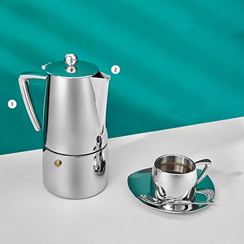 MYYINGELE Espressokocher, Kaffeekocher, Moka Kanne Edelstahl, für Vollmundigen Herdkaffee, Ergibt 6 Tassen Espresso – Bild 5