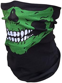 MKR Motorcycle Lightweight Neck Warmer Tube Balaclava Scarf Snood MKR Bandoozi Lightweight Neck Warmer Tube Balaclava Scarf Snood Bandana (Skull Mouth Green)