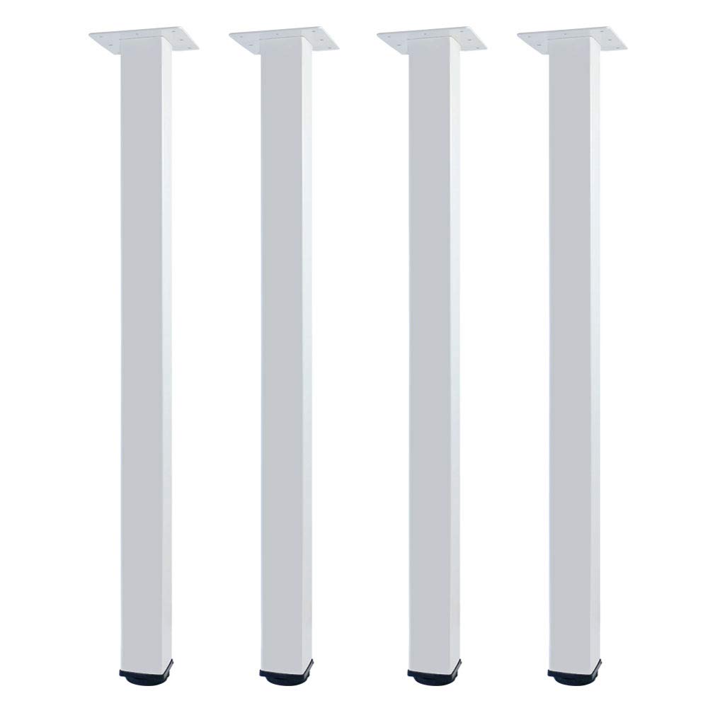 QLLY 75cm/29.5 inch Adjustable Metal Desk Legs, Square Office Table Furniture Leg, Set of 4 (75 cm, White)