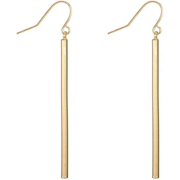 Vertical Bar Pendant Necklace & Earrings Set - Minimalist Stainless Steel Y-Necklace With Dangle Earrings - View #2