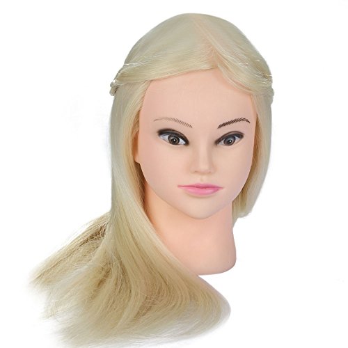 Besmall Doll 22" Hairdressing Mannequin Manikin Training Head with 80% Real Natural Human Hair Cosmetology Hairdressing Practice - Thumbnail 7
