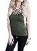 ZXZY Women Solid Sleeveless Spaghetti Multi Straps Cross Front Tanks Tops Camis