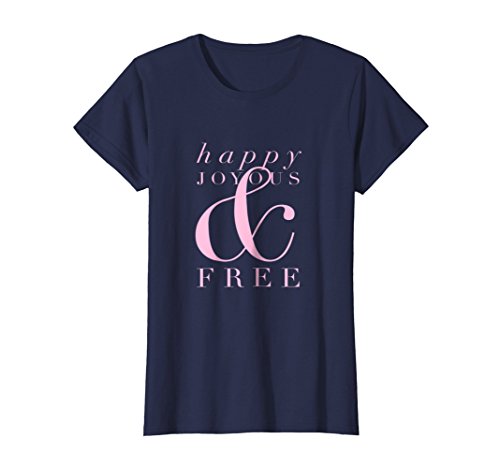 Womens Happy Joyous and Free AA Sobriety Tee Medium Navy