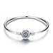 BISAER Evil Eye Bracelet Sterling Silver Clasp Charm Bangle Bracelet for Bead Charms with Sapphire Gemstones Evil Eye Clip Lock Stopper(17/19cm/ 21cm)