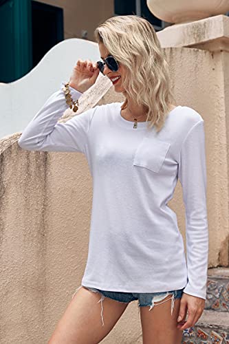 HOPECK Crewneck Sweatshirts for Women Casual Long Sleeve Shirt with Pocket Tunic Tops
