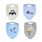 BENVAX Baby Bandana Drool Bibs for Teething and Drooling Bib, 4 Pack Gift Set, Burp Cloths for Girls and Boys, Eco Friendly, Waterproof, Washable (Boy #1)