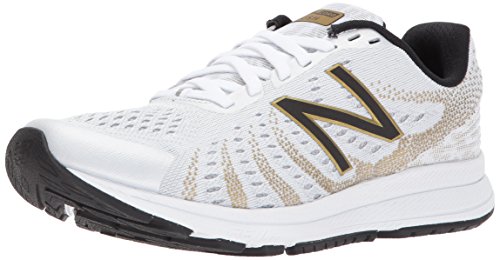 New Balance Women's Fuelcore Rushv3 Running-Shoes, White/Gold, 9 B US