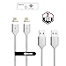 NetDot 2 Pack Upgraded 1m/3.3ft Nylon Bradied USB Fast Charging Magnetic Micro USB Cable with LED Indicator Compatible with Android Device (3.3ft / 2 Pack Silver)