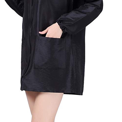 KAHOT Professional Salon Smock Stylist Jacket Cosmetology Uniform Zipper Hairdressing Cape Hairdresser Work Clothes Hair Beauty SPA Guest Client Kimono Gown (L, Black) - Thumbnail 4