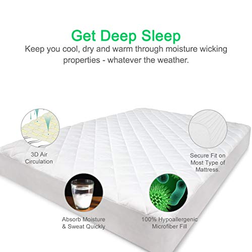 APSMILE King Size Mattress Pad Cover Quilted Fitted 8-18" Deep Pocket ClimaLoft Balance Down Alternative Cooling Mattress Topper - Thumbnail 3