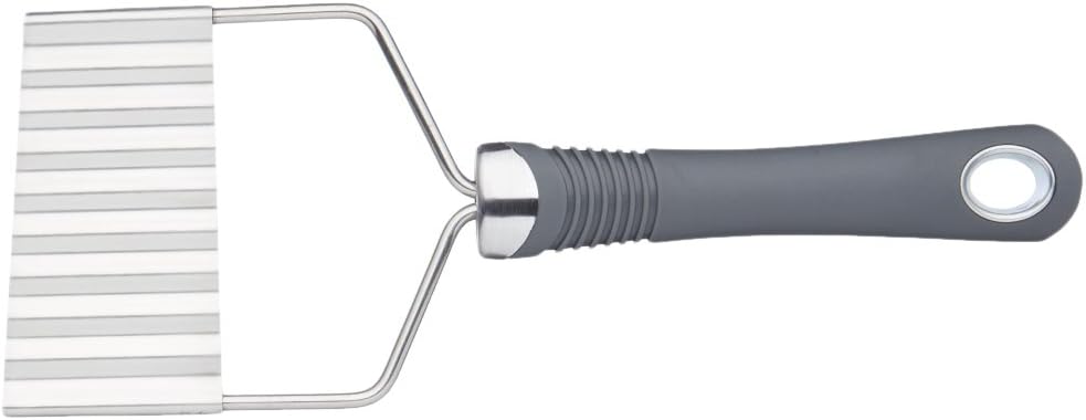 KitchenCraft Professional Crinkle Potato Chip Cutter with Soft-Grip Handle, 21.5 cm (8.5"), Silver/Grey, 21.3 x 8.1 x 1.2 cm