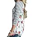 ZXZY Women Bohemian Crew Neck Striped 3/4 Sleeve Floral Print Shirt Blouse Tops
