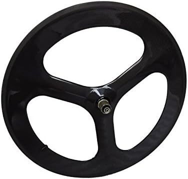 Luckiss Carbon Fiber Tubular 700c Tri Spoke Rear Road Bike Wheel With Matte 3k Weave Finish