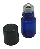 12 2 ml Blue Glass Roller Bottles With Stainless Steel Metal Rollerballs