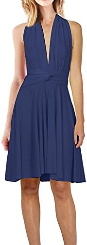 IWEMEKWomens Transformer Convertible Multi Way Wrap Evening Dress Halter Wedding Formal Party Cocktail Long Prom Gown