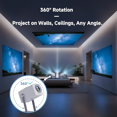 LaylaTang K300 Smart Projector, WiFi 6 & BT 5.4 for Outdoor Movie Night, 360° Stand with Auto Keystone, Native 1080P (4K Support) Portable Cinema for Backyard Gatherings & Summer Sports Season