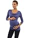 PattyBoutik Mama 2in1 Style 3/4 Sleeve Nursing Maternity Tunic (Blue M)
