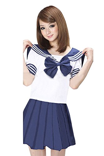 Ninimour- Japan School Uniform Dress Cosplay Costume Anime Girl Lady Lolita (S, Deep Blue)