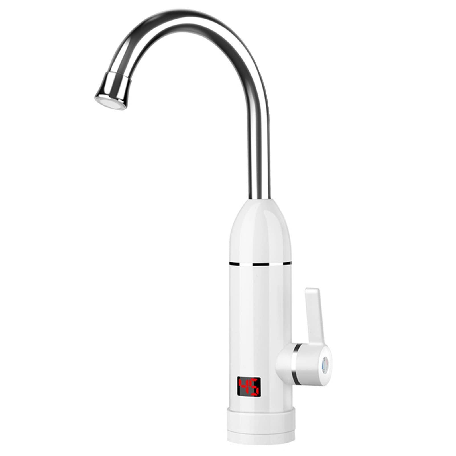 Electric Instant Heater Tap, Electric Instant Hot Water Faucet, Tankless Electric Heater Kitchen Taps, Cold and Hot Fast Heating Tap with LED Digital Display for Kitchen Bathroom (White)