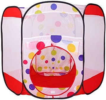 Canaloha Kids Play House Polka Dot Foldable Pop-up Playpen Indoor and Outdoor Easy Folding Ball Pit Hideaway Tent Play Hut Crawl Toy, Ideal for Kids Girls/Boys Birthday Gift Christmas Party