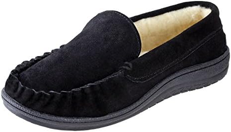 Urban Fox Suede Slippers for Men - Royce Moccasin Slippers Mens Shoes - Faux Fur Coral Fleece Lining - Genuine Suede Leather Slippers
