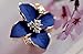 HuntGold 1Pair Flower Earring Fashion Women Ladies Rhinestone Ear Stud Earring(blue)