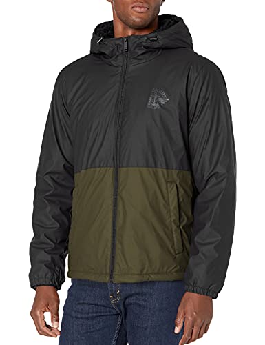 Dockers Men's Sherpa Lined Waterproof Stretch Rain Jacket , Black/Olive, X-Large