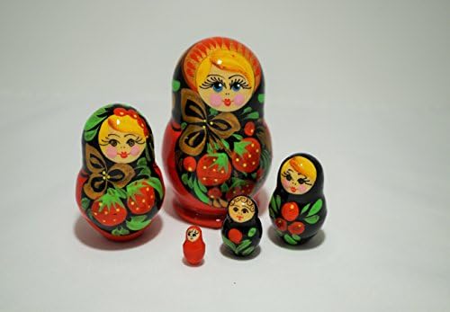 5 pcs Russian Matryoshka " Khohloma Style" 3.5" Tall