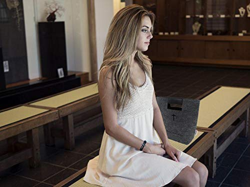 Bible Covers Bag with Carry Handle,Christian Art Gifts Tote for Women Men,Church Inscription Bangle, Religious Cross Design Bracelet for Mother Father Gift,Felt Bible Carrying Study Book Case (Gray)