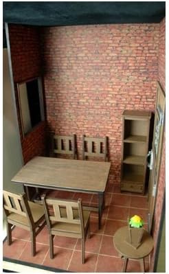 Furnished Miniature dollhouse 1/6 brick cafe consolidated House right door type